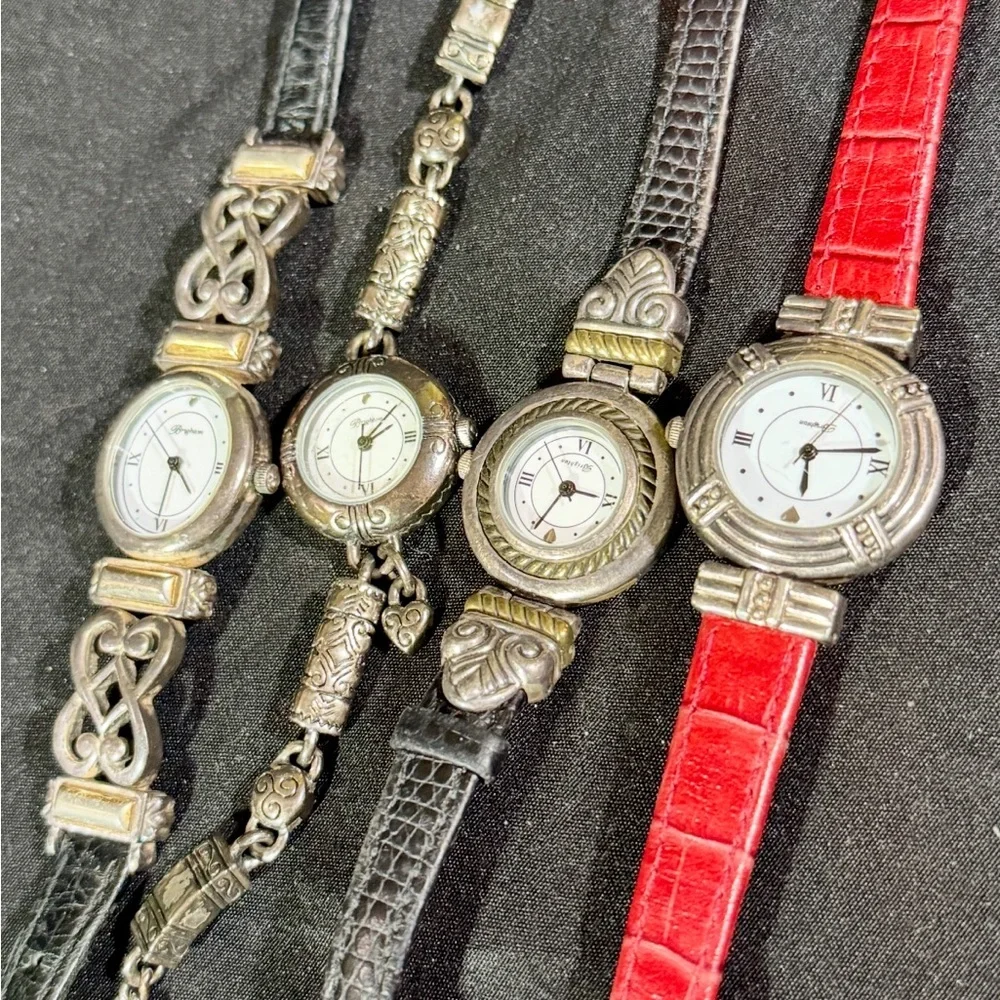 Brighton, vintage, Silver and Red Watch Collection, lot of 4
